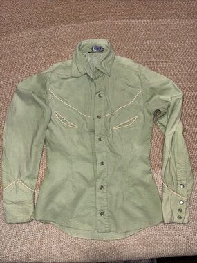 Universal Light Green Casual Western Button-Down Shirt